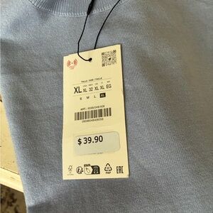 Zara Women's Soft Blue Crew Neck Sweater